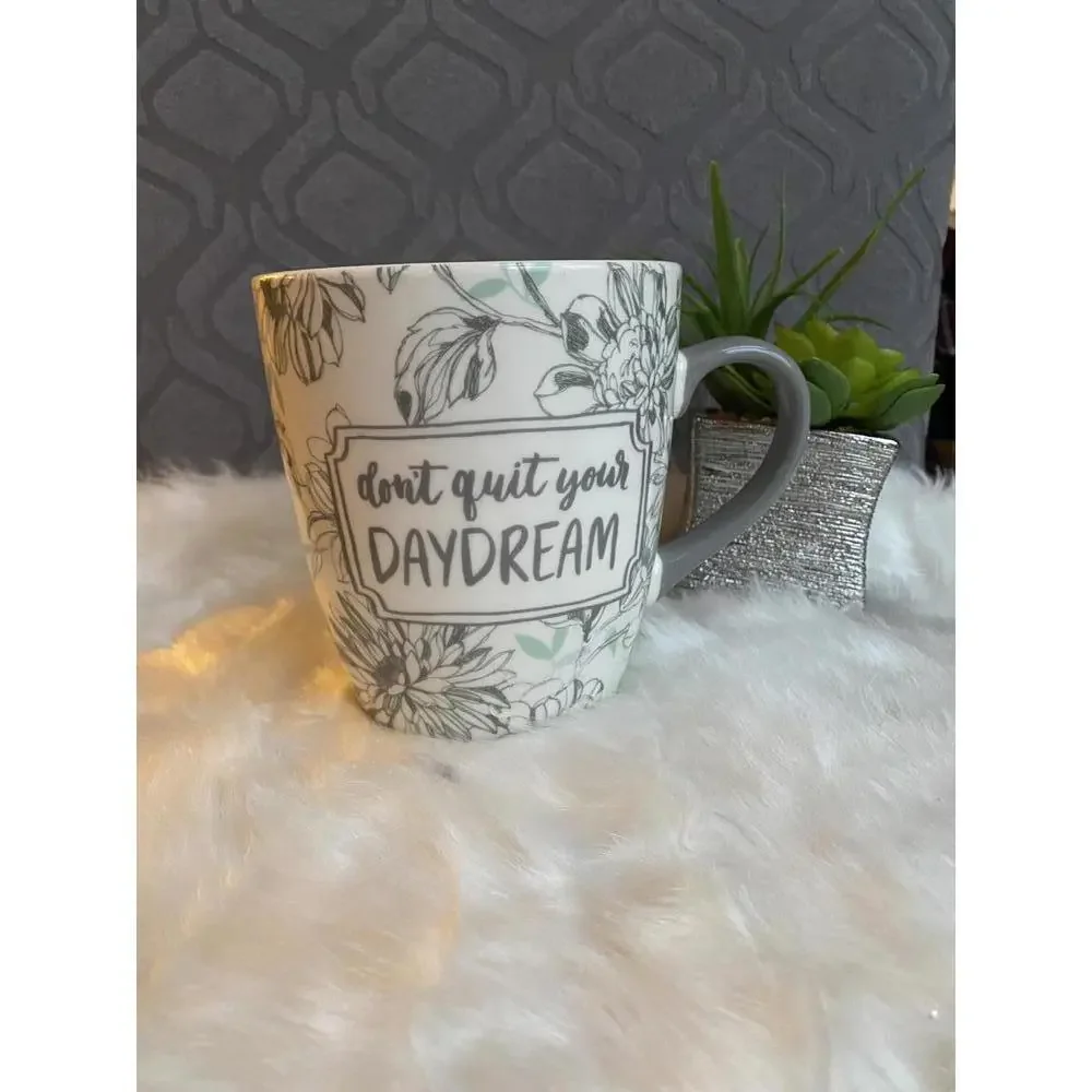 Floral Pattern Ceramic Mug with Inspirational Quote